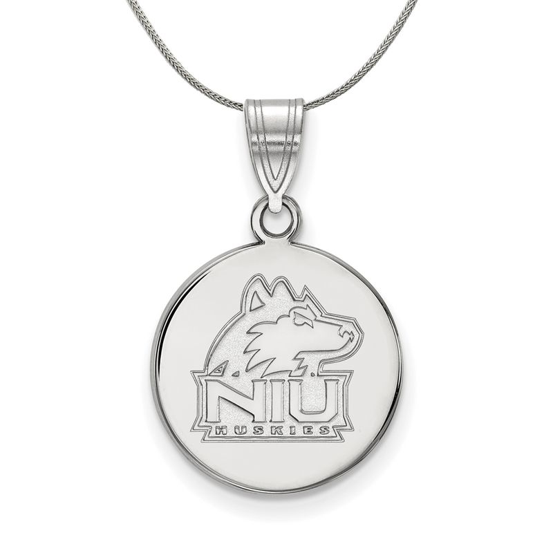 Sterling Silver Northern Illinois U Medium Disc Necklace - 16 In